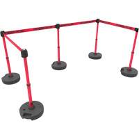 Ensemble de cinq montants pour barri&egrave;re PLUS, Plastique, 42" h, Ruban Rouge, Longueur du ruban 15' Solutions industrielles ALPHA