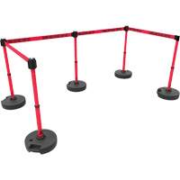 Ensemble de cinq montants pour barri&egrave;re PLUS, Plastique, 42" h, Ruban Rouge, Longueur du ruban 15' Solutions industrielles ALPHA