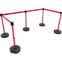 Ensemble de cinq montants pour barri&egrave;re PLUS, Plastique, 42" h, Ruban Rouge, Longueur du ruban 15' Solutions industrielles ALPHA