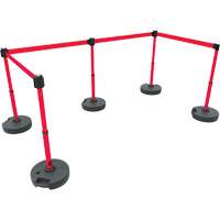 Ensemble de cinq montants pour barri&egrave;re PLUS, Plastique, 42" h, Ruban Rouge, Longueur du ruban 15' Solutions industrielles ALPHA