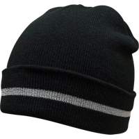 Bonnet en tricot avec bande r&eacute;fl&eacute;chissante argent&eacute;e, Taille unique, Noir Solutions industrielles ALPHA