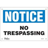 "No Trespassing" Sign, 7" x 10", Aluminum, English Solutions industrielles ALPHA