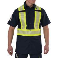Ripstop High Visibility Short Sleeved Shirt, Polyester, Small, Navy Blue Solutions industrielles ALPHA