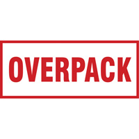 Étiquette de manutention «Overpack», 6" lo x 2-1/2" la, Rouge/blanc SGQ528 | Solutions industrielles ALPHA