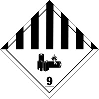 Étiquettes de manutention de matières dangereuses du département des Transports, 4" lo x 4" la, Noir sur blanc SGQ530 | Solutions industrielles ALPHA