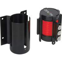 Barri&egrave;re &agrave; fixation murale avec ruban magn&eacute;tique, Acier, Fixation par vis, 12', Ruban Rouge Solutions industrielles ALPHA