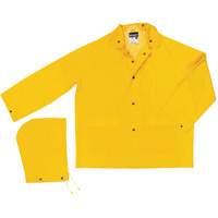 Classic Series Rain Jacket with Detachable Hood, Polyester/PVC, Large, Yellow Solutions industrielles ALPHA
