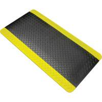 Tapis antifatigue, Losange, 1-2/3' x 3-1/4' x 3/4", Noir/Jaune, Polyur&eacute;thane Solutions industrielles ALPHA