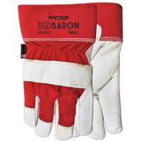 Gants d'ajusteur Red Baron, Grand, Paume en Cuir fleur de vache, Doublure en Tissu-laine Solutions industrielles ALPHA
