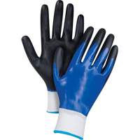 Gants enduits noir & bleu, Grand, R&ecirc;vetement Mousse de nitrile, Calibre 15, Enveloppe en Nylon Solutions industrielles ALPHA