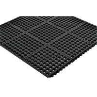 Tapis antifatigue &agrave; imbrication Cushion-Ease 550, &agrave; fentes, 3' x 3' x 3/4", Noir, Caoutchouc Solutions industrielles ALPHA