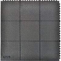 Tapis antifatigue &agrave; imbrication Cushion-Ease, Rugueux, 3' x 3' x 3/4", Noir, Caoutchouc naturel Solutions industrielles ALPHA