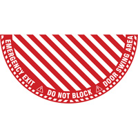 "Emergency Exit" Half Circle Swing Door Floor Sign, Adhesive, English with Pictogram Solutions industrielles ALPHA