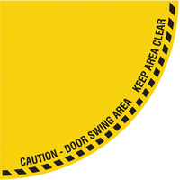 "Caution" Quarter Circle Swing Door Floor Sign, Adhesive, English with Pictogram Solutions industrielles ALPHA