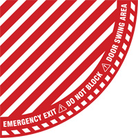 "Emergency Exit" Quarter Circle Swing Door Floor Sign, Adhesive, English with Pictogram Solutions industrielles ALPHA