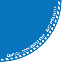 "Caution" Quarter Circle Swing Door Floor Sign, Adhesive, English with Pictogram Solutions industrielles ALPHA