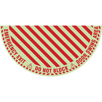 "Emergency Exit" Half Circle Swing Door Floor Sign, Adhesive, English with Pictogram Solutions industrielles ALPHA