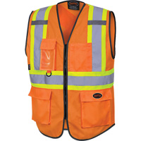 6958 Zipper Front Safety Vest, High Visibility Orange, Small, Polyester Solutions industrielles ALPHA