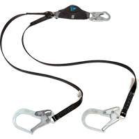 Anti-Corrosion Energy Absorbing Lanyard, 6', Rebar Hook Center, Snap Hook Leg Ends, Polyester Solutions industrielles ALPHA