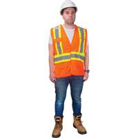 CSA-Compliant High-Visibility Surveyor Vest, High Visibility Orange, Medium, Polyester Solutions industrielles ALPHA