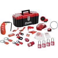 Trousse de cadenassage avec cadenas en thermoplastique de qualit&eacute; sup&eacute;rieure Zenex, Ensemble &eacute;lectrique/Vanne, 27 composants compris Solutions industrielles ALPHA