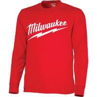 Chandail &agrave; manches longues tr&egrave;s r&eacute;sistant avec logo Milwaukee, Hommes, Petit, Rouge Solutions industrielles ALPHA