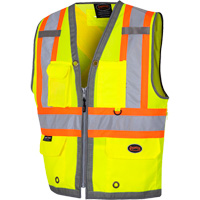 6673 Veste d'arpenteur au dos en maille avec fermeture &agrave; glissi&egrave;re, Jaune lime haute visibilit&eacute;, Petit, Polyester Solutions industrielles ALPHA