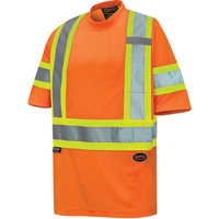 6970 Bird's-Eye Safety T-Shirt, Polyester, X-Small, High Visibility Orange Solutions industrielles ALPHA