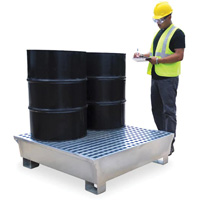 4-Drum Steel Ultra-Spill Pallet&reg;, 68 US gal. Spill Capacity, 49.1" x 47.1" x 10.9" Solutions industrielles ALPHA