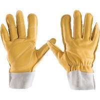All-Leather Gloves, 7/Small, Grain Leather Palm, Elastic Cuff Solutions industrielles ALPHA