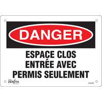 "Espace clos" Sign, 7" x 10", Plastic, French Solutions industrielles ALPHA