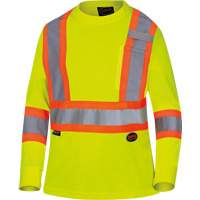 6969 Women's Bird's-Eye Long-Sleeved Safety Shirt, Polyester, X-Small, High Visibility Lime-Yellow Solutions industrielles ALPHA