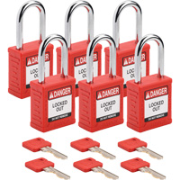 Cadenas de verrouillage Velocity, Rouge, Cl&eacute;s identiques, Nylon, Largeur de 1-1/2" Solutions industrielles ALPHA