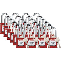 Cadenas de verrouillage Velocity, Rouge, Cl&eacute;s diff&eacute;rentes, Nylon, Largeur de 1-1/2" Solutions industrielles ALPHA