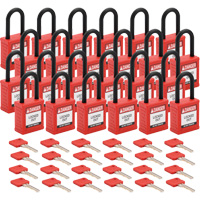 Cadenas de verrouillage Velocity, Rouge, Cl&eacute;s diff&eacute;rentes, Nylon, Largeur de 1-1/2" Solutions industrielles ALPHA