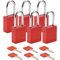 Cadenas de verrouillage Velocity, Rouge, Cl&eacute;s diff&eacute;rentes, Aluminium, Largeur de 1-1/2" Solutions industrielles ALPHA