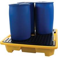 Palette de d&eacute;versements pour quatre barils, Capacit&eacute; de d&eacute;versement 66 gal. US, 57,5" x 57,5" x 12" Solutions industrielles ALPHA