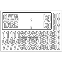 Trousse de num&eacute;rotation de la masse brute du v&eacute;hicule (MBV) pour camion, Num&eacute;ros/lettres/ponctuation assortis, Blanc Solutions industrielles ALPHA