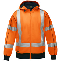 Coton ouat&eacute; doubl&eacute; de sherpa avec capuchon &agrave; fermeture &eacute;clair compl&egrave;te et X au dos Bisley, Petit, Orange haute visibilit&eacute; Solutions industrielles ALPHA
