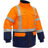 Manteau pour le froid extr&ecirc;me avec bas bleu marin et X au dos Bisley, Polyester, Orange haute visibilit&eacute;, Petit Solutions industrielles ALPHA