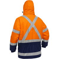 Manteau pour le froid extr&ecirc;me avec bas bleu marin et X au dos Bisley, Polyester, Orange haute visibilit&eacute;, Petit Solutions industrielles ALPHA
