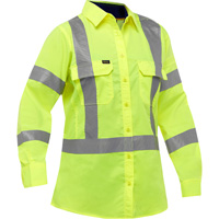 Bisley&reg; X-Back Women's Long Sleeve Work Shirt with X-Airflow, Poly-Cotton, Small, High Visibility Lime-Yellow Solutions industrielles ALPHA