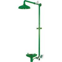 Douche combin&eacute;e pour laboratoire avec cuvette ouverte en ABS, Montage mural Solutions industrielles ALPHA