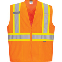 Veste de s&eacute;curit&eacute; &agrave; bandes contrastantes, Orange haute visibilit&eacute;, Petit, Polyester Solutions industrielles ALPHA