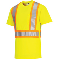 T-shirt de s&eacute;curit&eacute; &agrave; bandes contrastantes, Polyester, Petit, Jaune lime haute visibilit&eacute; Solutions industrielles ALPHA