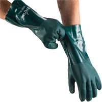 Gants verts &agrave; double enduit, 14" lo, PVC, Doublure en Jersey de coton, 70 mils Solutions industrielles ALPHA