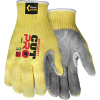 Gants de travail r&eacute;sistant &agrave; la coupe CutPro avec paume en cuir fendu, Taille Petit, Calibre 7, Enveloppe en Kevlar, ASTM ANSI niveau A3 Solutions industrielles ALPHA