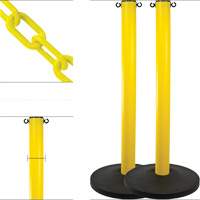 Ensemble de montants industriels avec chaîne en plastique, Hauteur de 37", Jaune Solutions industrielles ALPHA