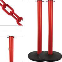 Ensemble de montants industriels avec chaîne en plastique, Hauteur de 37", Rouge Solutions industrielles ALPHA