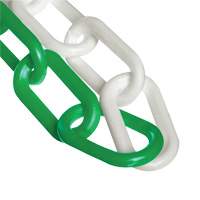 Chaîne de barri&egrave;re en plastique &agrave; deux couleurs, Vert/Blanc, Maillon de 2", 500' de long Solutions industrielles ALPHA